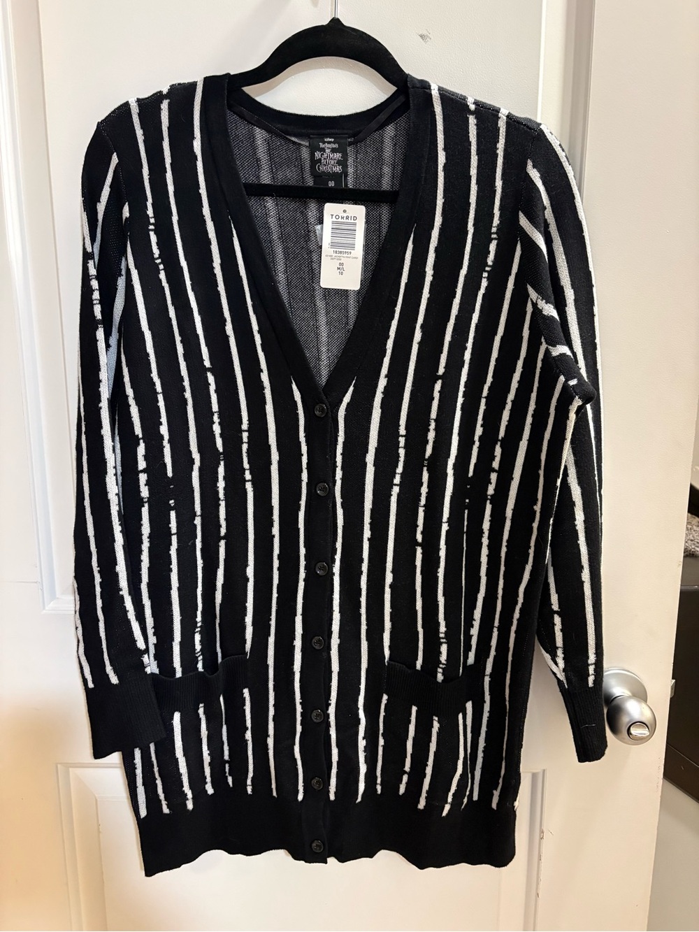 Torrid Nightmare Before Christmas Jack Skellington Striped Cardigan M/L